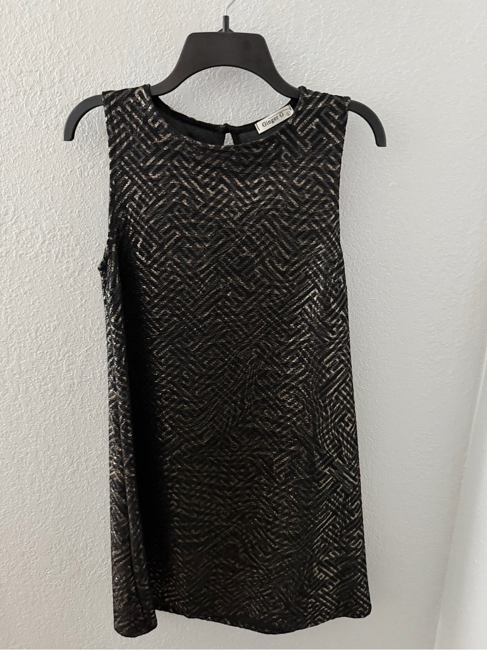 Ginger G Black Metallic Sheen Mini Dress